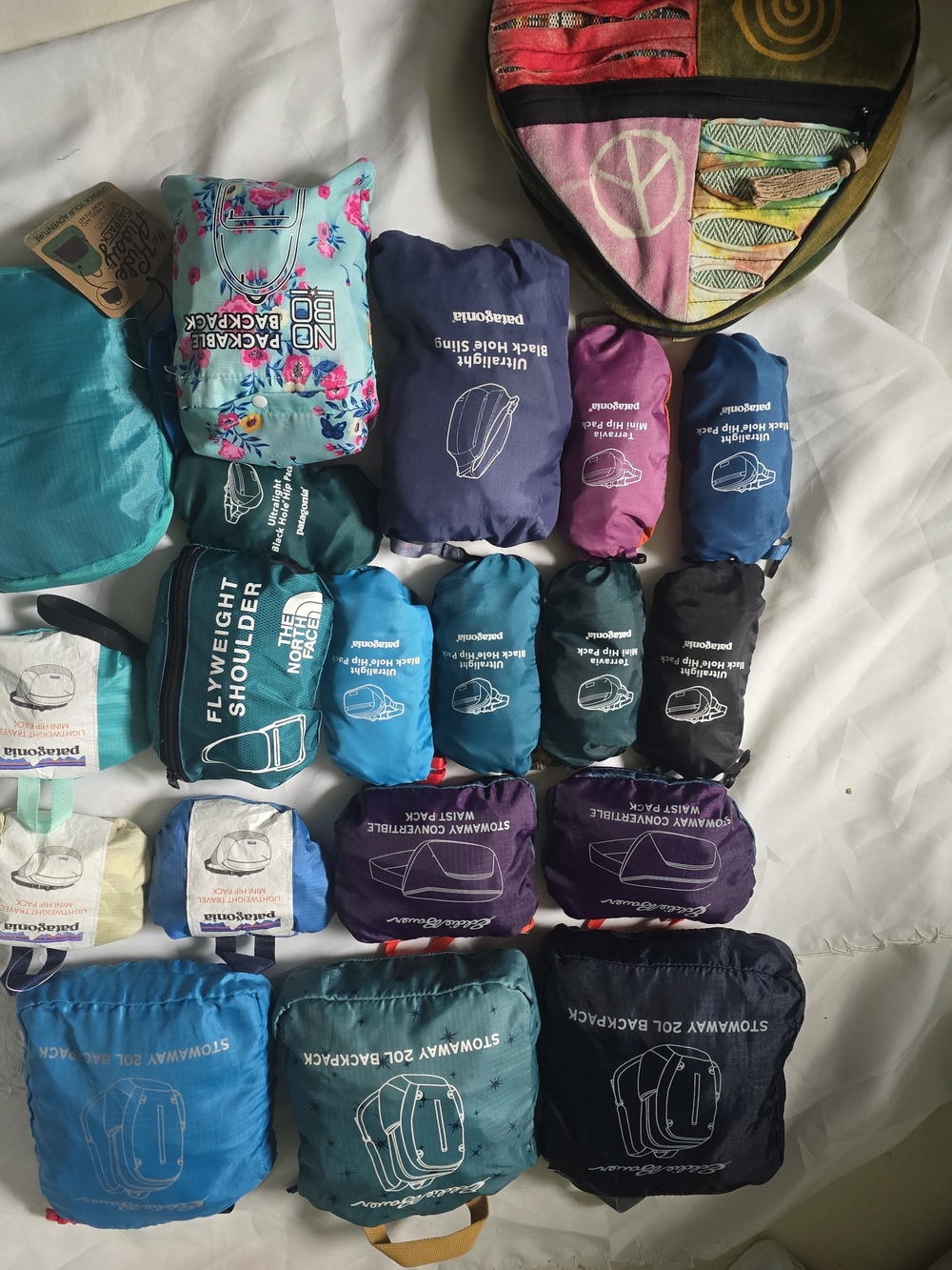 Packable Travel Bags Set — Assorted Teal, Blue, Purple, Black
